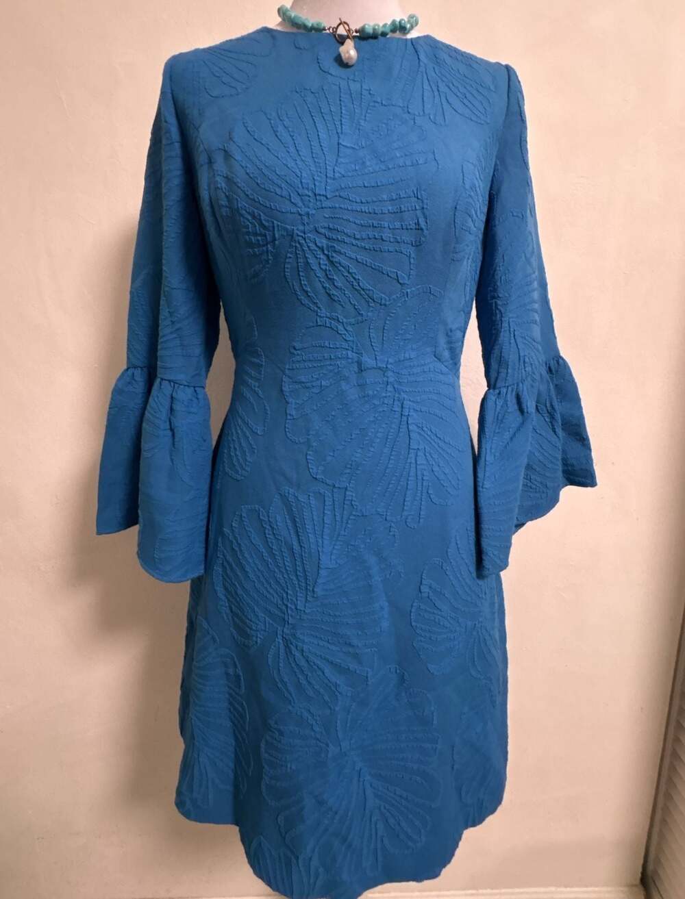 Lilly Pulitzer Viola Textured Statement 3/4 sleeve Shift Dress Palms Resortcore